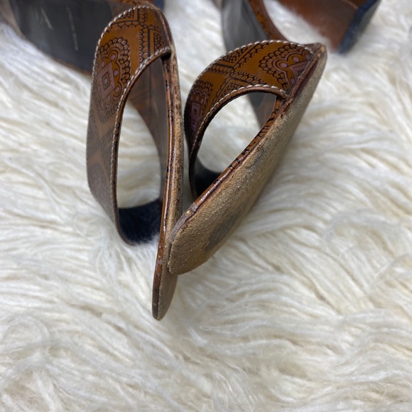 Authentic Prada Black Brown Embroidered Ankle Strap Platform - Picture 4 of 11